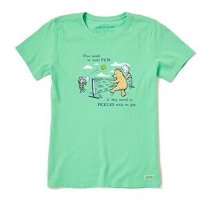 LIFE IS GOOD Women's Pink Pony Club Crusher Boxy Tee, Medium